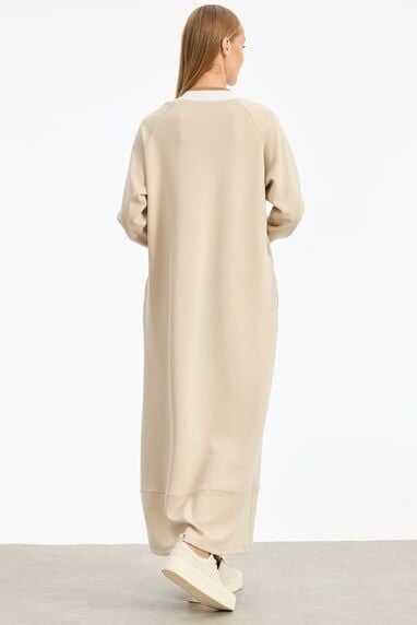 1768.01 RİBANA DETAYLI YARIM FERMUARLI ELBİSE QKS