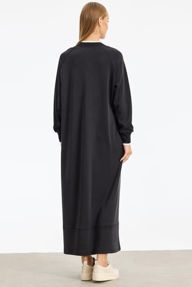 1768.01 RİBANA DETAYLI YARIM FERMUARLI ELBİSE QKS