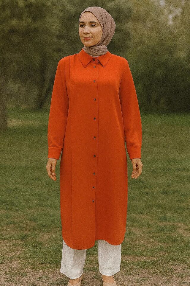 1625 ZUNİK ÖNDEN DÜĞMLEİ PİLE DETAYLI UZUN TUNİK QYS TUNİK #24-03#