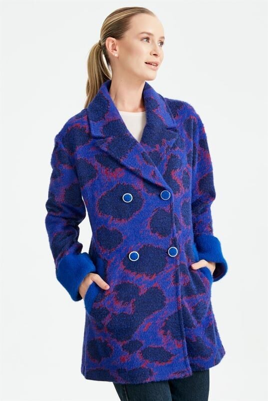 1539.01 KRUVAZE ÖNÜ DÜĞMELİ DESENLİ HIRKA QKS