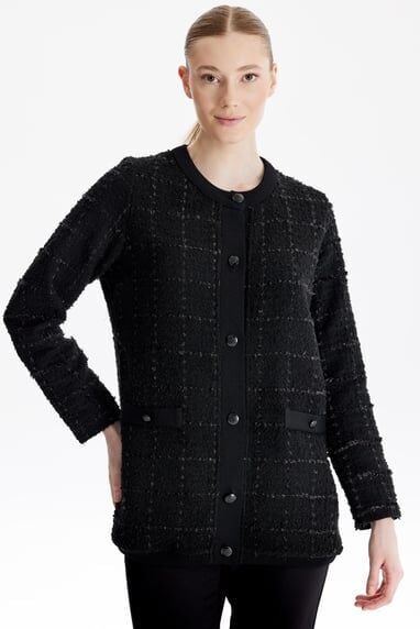 1696.01 SIFIR YAKA ÖNDEN DÜĞMELİ TUVİD DOKUMA HIRKA QKS