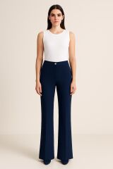 1442 SUZANNA BELİ YANDAN YARIM LASTİKLİ İSPANYOL PAÇA PANTOLON #03-25#