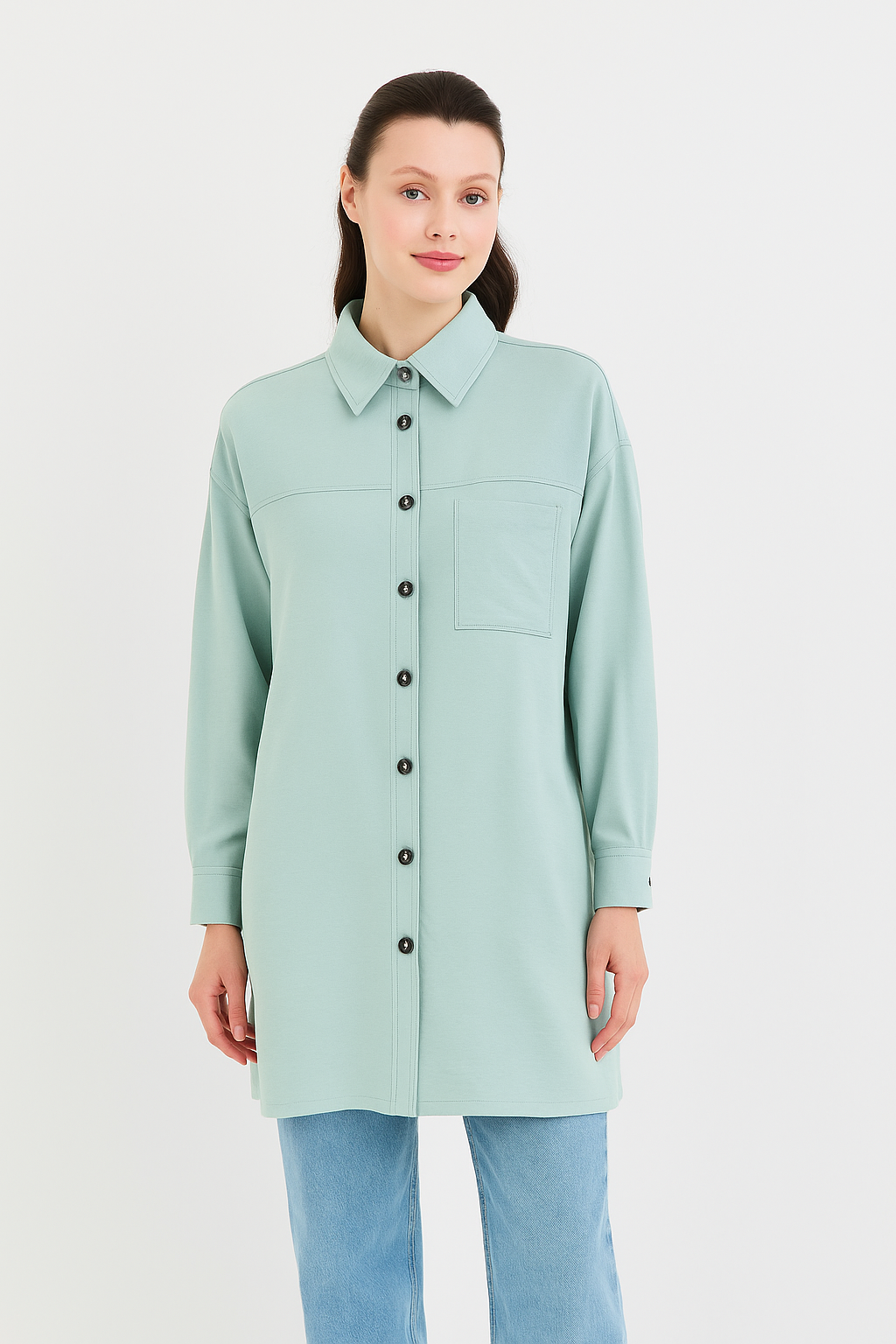 61012 ÖNDEN DÜĞMELİ CEPLİ KLASİK SPOR GÖMLEK #06-25#