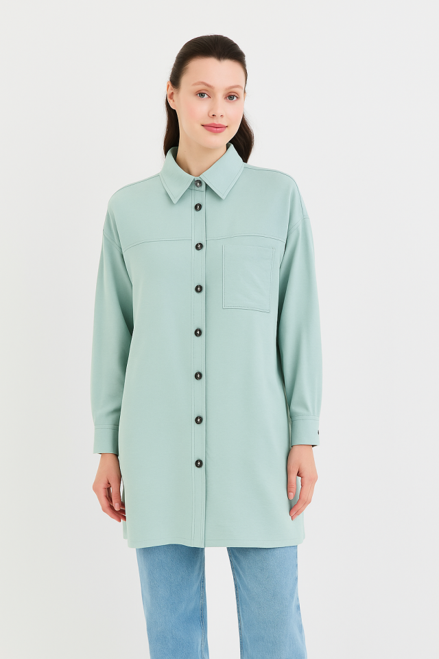 61012 ÖNDEN DÜĞMELİ CEPLİ KLASİK SPOR GÖMLEK #06-25#