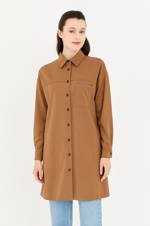 61012 ÖNDEN DÜĞMELİ CEPLİ KLASİK SPOR GÖMLEK #06-25#