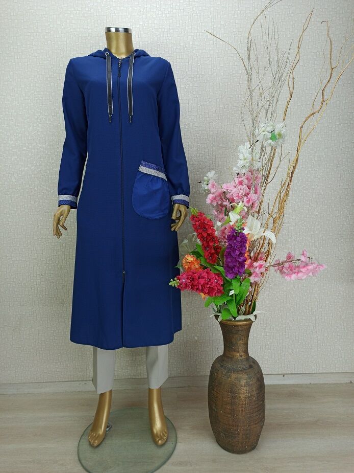 5130KOL UÇLARI VE CEBİ RİBANALI FERMURALI KAPÜŞONLU KAP  QYS  KAP #22-09#