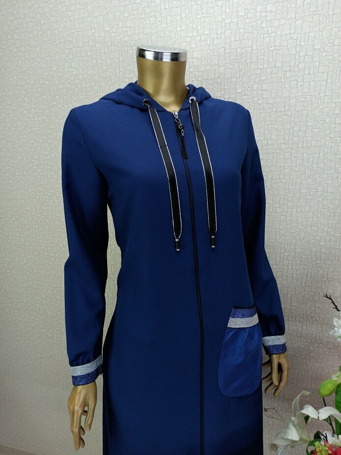 5130KOL UÇLARI VE CEBİ RİBANALI FERMURALI KAPÜŞONLU KAP  QYS  KAP #22-09#