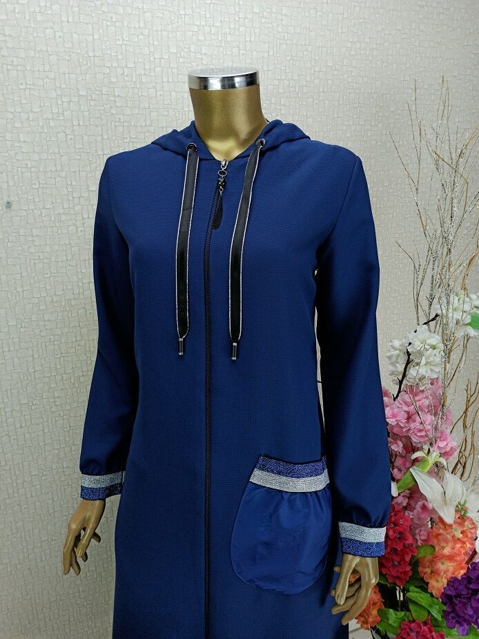 5130KOL UÇLARI VE CEBİ RİBANALI FERMURALI KAPÜŞONLU KAP  QYS  KAP #22-09#