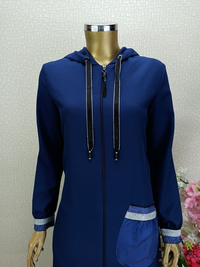 5130KOL UÇLARI VE CEBİ RİBANALI FERMURALI KAPÜŞONLU KAP  QYS  KAP #22-09#