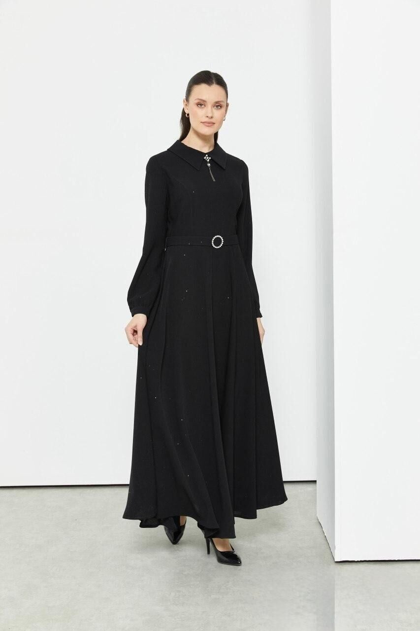 63091 BELİ KEMERLİ KLOŞ PUL DETAYLI SPOR ŞIK ELBİSE #06-25#