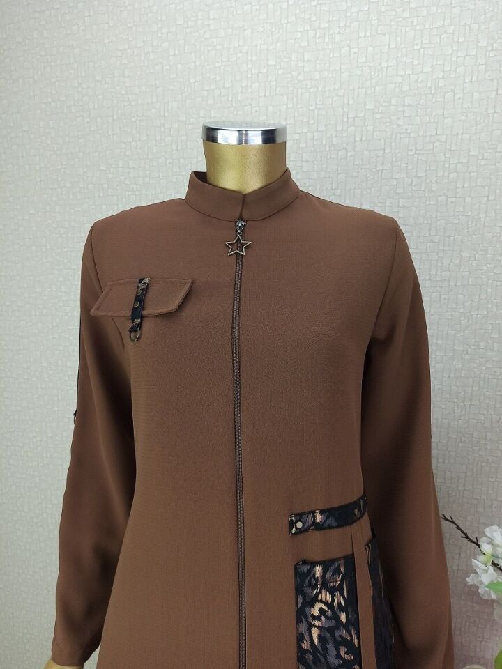 5126CEBİ DESENLLİ FERMUARLI HAKİM YAKA KAP QYS KAP 5126 #22-09#