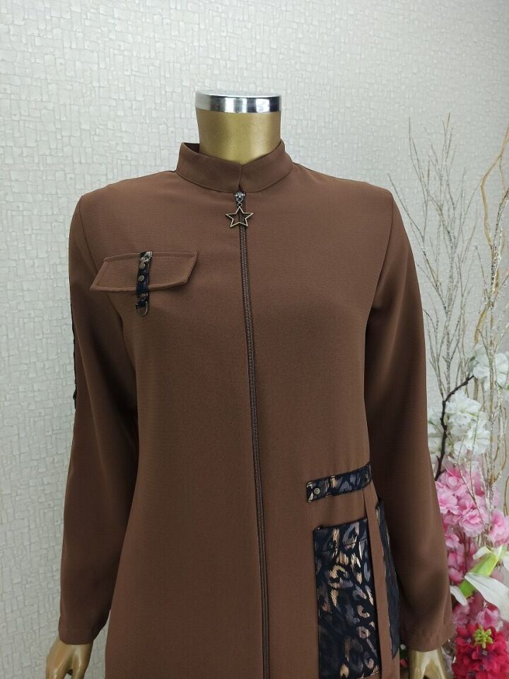 5126CEBİ DESENLLİ FERMUARLI HAKİM YAKA KAP QYS KAP 5126 #22-09#