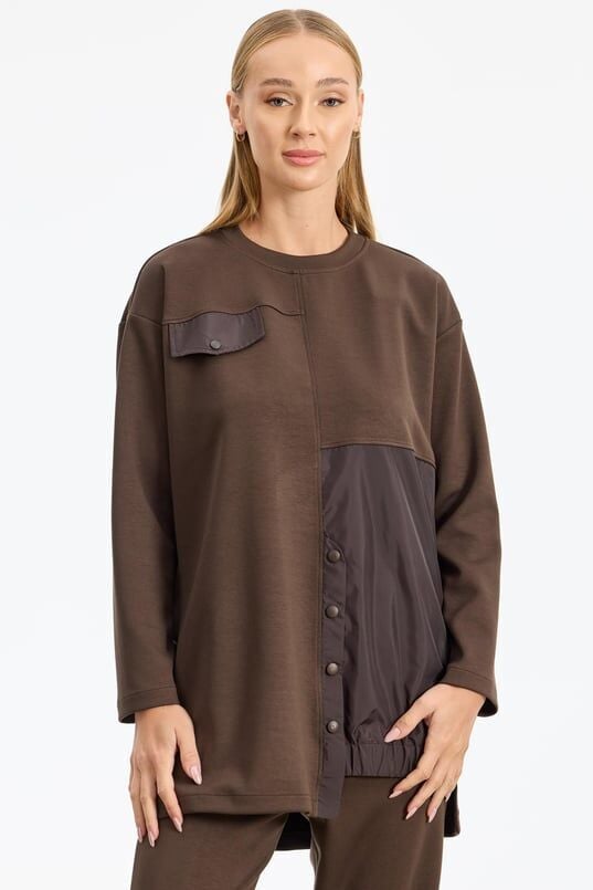 1956.01 ASİMETRİK KESİMLİ TEKNİK KUMAŞ KOMBİNLİ TAKIM QKS