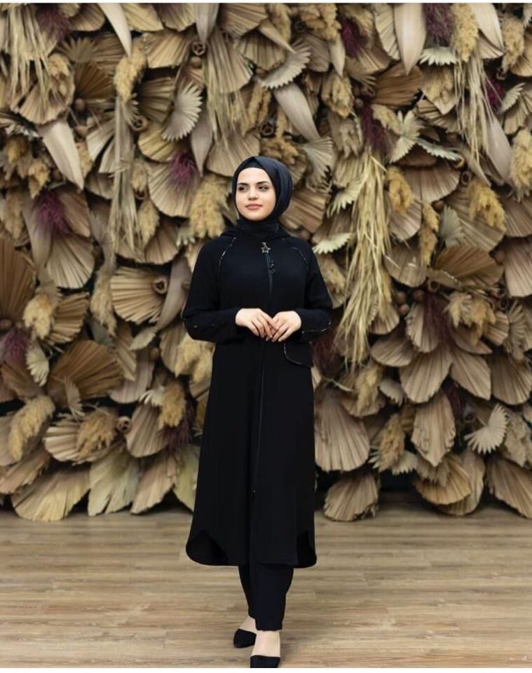 5151YAKASI ZİNCİR DETAYLI KOLLARI RİBANALI KAPÜŞONLU FERMUARLI KAP  QYS KAP 5151 #22-09#