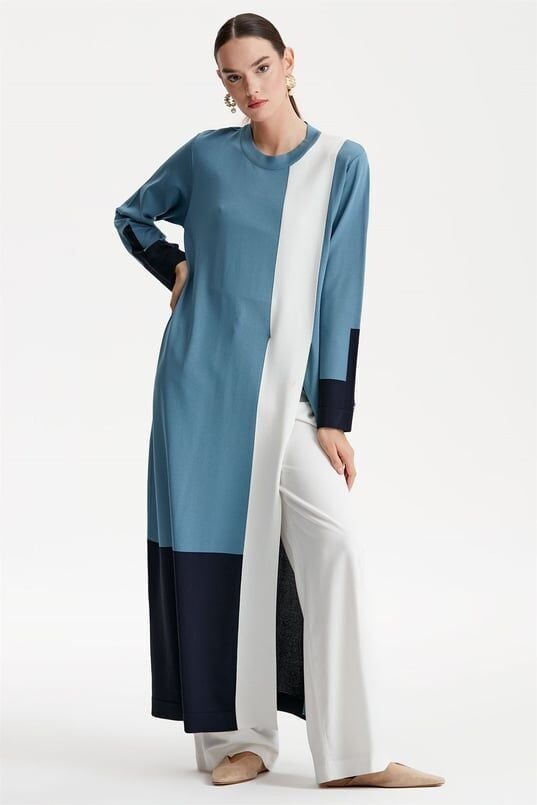 21261.1 RENKLİ RAYON TRİKO TUNİK ELBİSE QKS