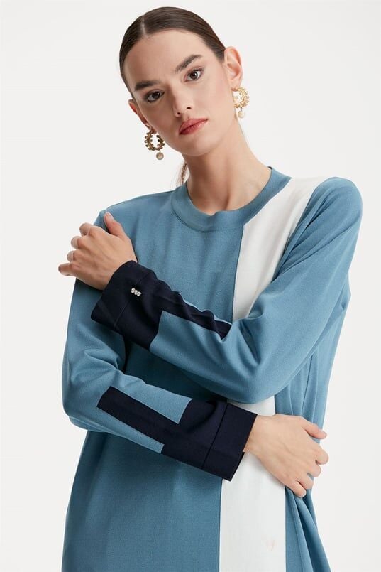 21261.1 RENKLİ RAYON TRİKO TUNİK ELBİSE QKS