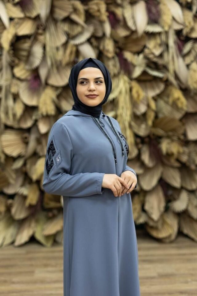 5133GÖĞSÜ VE KOLLAIR TAŞ İŞLEMELİ KAPÜŞONLU FERMUARLI KAP QYS KAP 5133 #22-09#