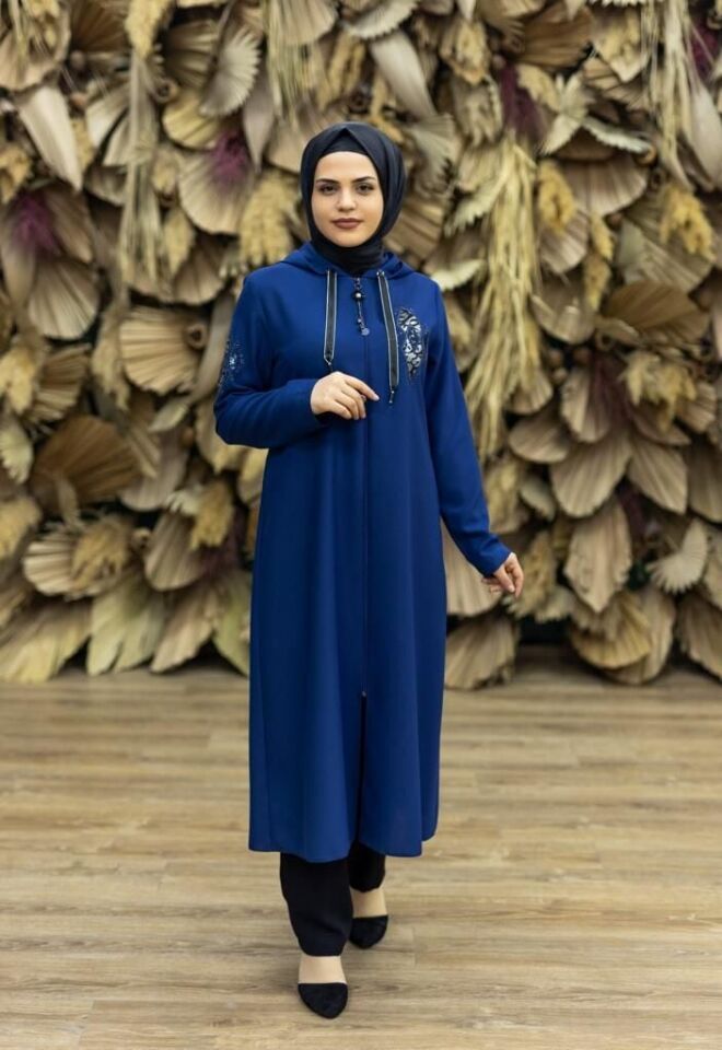 5133GÖĞSÜ VE KOLLAIR TAŞ İŞLEMELİ KAPÜŞONLU FERMUARLI KAP QYS KAP 5133 #22-09#