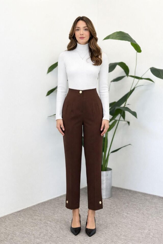 SZ-5566 PARADİSE PAÇA DÜĞME PENSLİ PANTOLON #12-25#