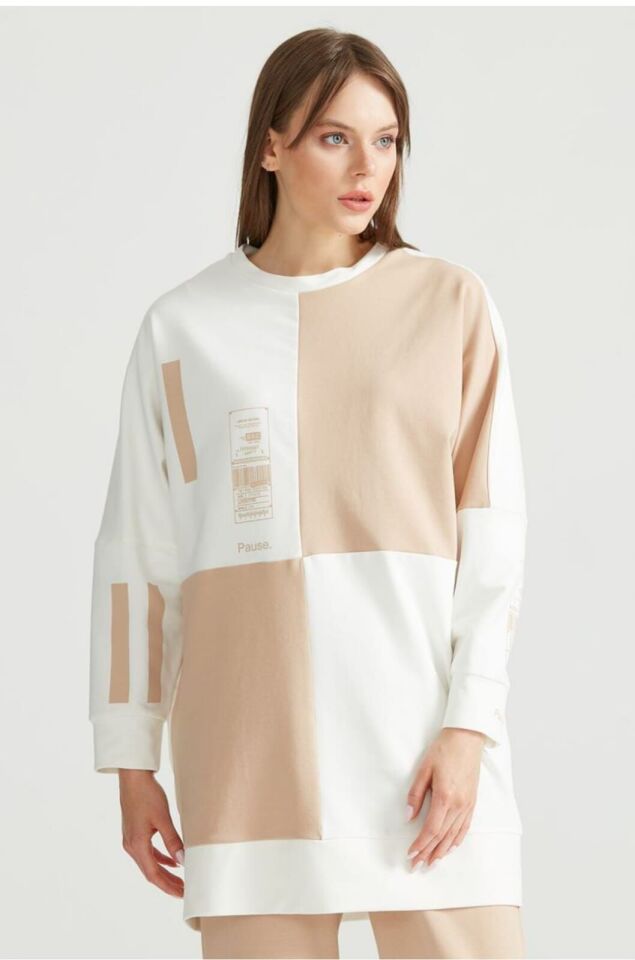 ÇAPRAZ RENK BLOKLU SWEAT TUNİK QKS 1250,01  #22-09#