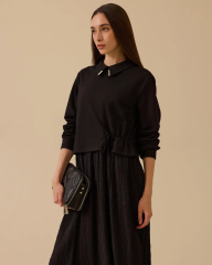 1025 BEL BAĞCIKLI ÇİFT KUMAŞLI ELBİSE 10002521311025 #11-25#