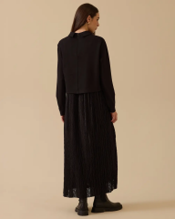 1025 BEL BAĞCIKLI ÇİFT KUMAŞLI ELBİSE 10002521311025 #11-25#