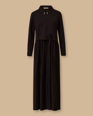 1025 BEL BAĞCIKLI ÇİFT KUMAŞLI ELBİSE 10002521311025 #11-25#