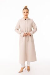 5585 ÖNÜ FERMUARLI ÇITÇIT DETAYLI BELİ BAĞLAMALI BALIK SIRTI  KAPİTONE FERACE