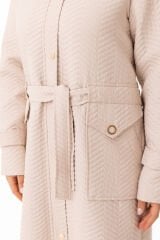 5585 ÖNÜ FERMUARLI ÇITÇIT DETAYLI BELİ BAĞLAMALI BALIK SIRTI  KAPİTONE FERACE