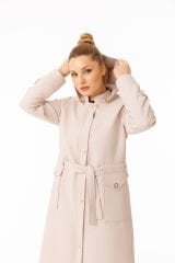 5585 ÖNÜ FERMUARLI ÇITÇIT DETAYLI BELİ BAĞLAMALI BALIK SIRTI  KAPİTONE FERACE