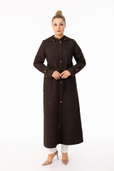 5585 ÖNÜ FERMUARLI ÇITÇIT DETAYLI BELİ BAĞLAMALI BALIK SIRTI  KAPİTONE FERACE