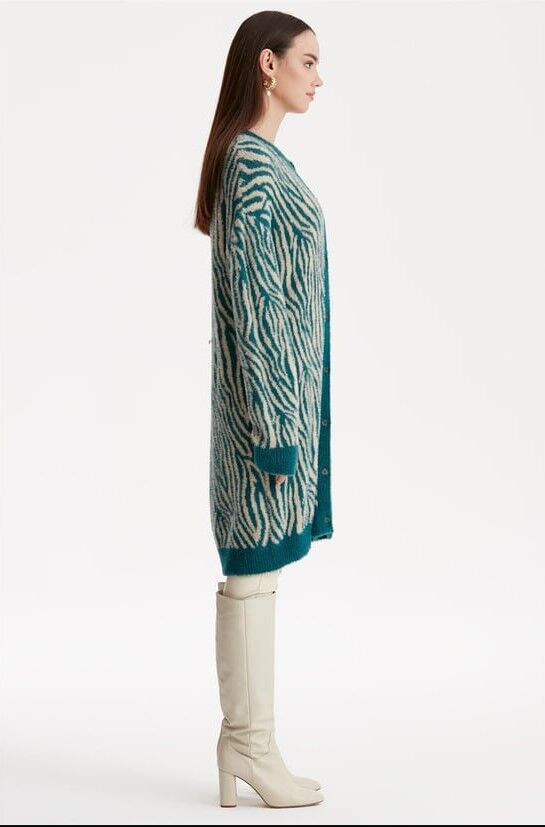21283 ZEBRA DESENLİ TRİKO HIRKA 1 - ZÜMRÜT YEŞİLİ