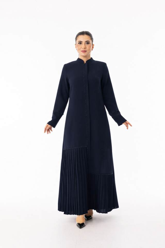 5608 ALT KISIM PLİSE DETAYLI ÖNÜ VE KOL UCU TAŞ DETAYLI ARABİYELİ  KREP FERACE#26#