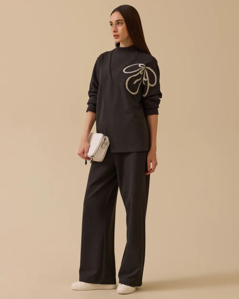 1034 YANLARI DİKİŞ DETAYLI BELİ LASTİKLİ CEPLİ GÜNLÜK PANTOLON 10002521011034 #12-25#