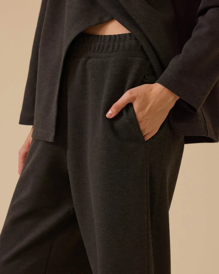 1034 YANLARI DİKİŞ DETAYLI BELİ LASTİKLİ CEPLİ GÜNLÜK PANTOLON 10002521011034 #12-25#