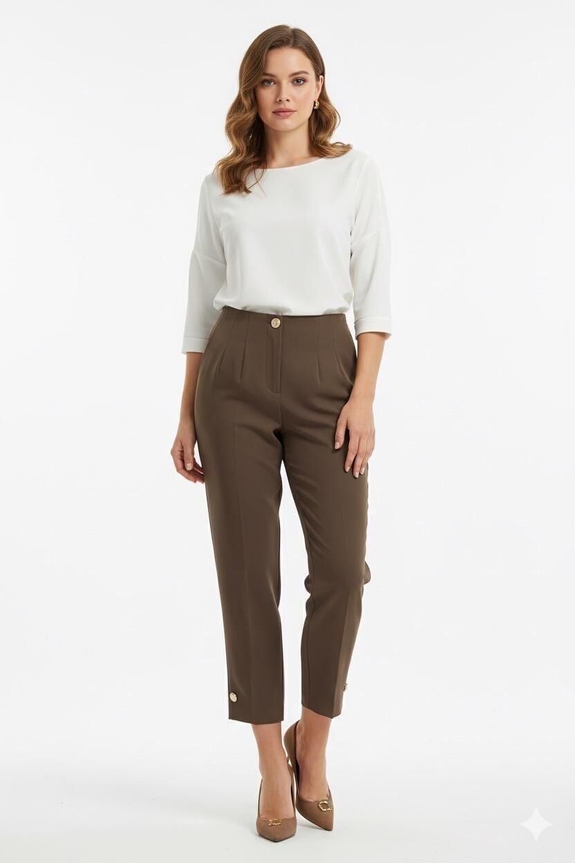 SZ-5566 PARADİSE PAÇA DÜĞME PENSLİ PANTOLON #12-25# 42 - VİZON