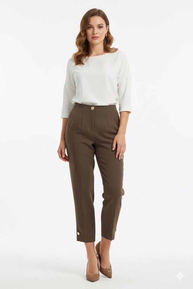 SZ-5566 PARADİSE PAÇA DÜĞME PENSLİ PANTOLON #12-25# 42 - VİZON