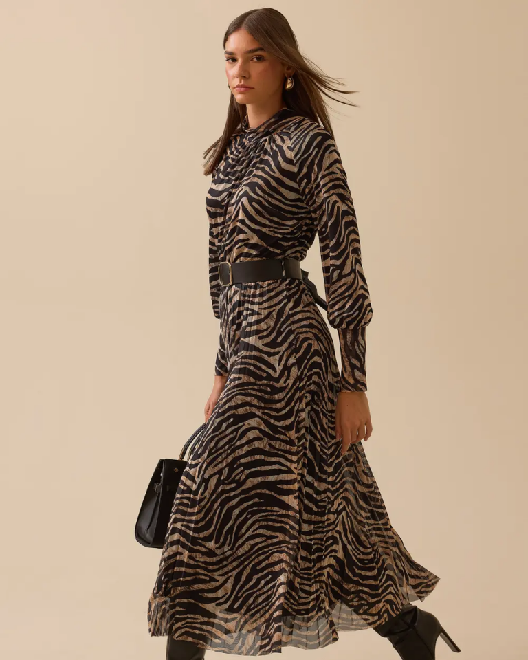 10016 DEGAJE YAKA ESNEK KUMAŞ BELİ LASTİKLİ ELBİSE 10002521310016 #12-25#