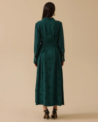 1008 BELDEN BÜZGÜLÜ KOLU MANŞETLİ JAKAR ELBİSE 10002521311008 #12-25#