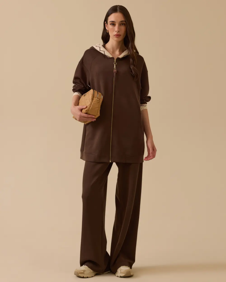 1004 KAPİŞONLU KOL UCU VE KAPİŞONU TRİKO DETAYLI ÖNÜ FERMUARLI GÜNLÜK CEKET 10002522511004 #12-25#