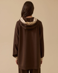 1004 KAPİŞONLU KOL UCU VE KAPİŞONU TRİKO DETAYLI ÖNÜ FERMUARLI GÜNLÜK CEKET 10002522511004 #12-25#