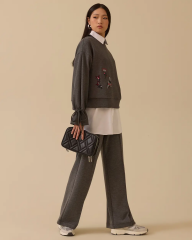 1001 İÇİ GÖMLEK DIŞ SWEAT'IN KOLU BAĞLAMALI İŞLEME DETAYLI GÖMLEK TAKIM 10002522711001 #12-25#