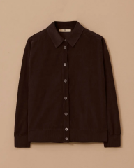 1028 ÖNDEN DÜĞMELİ ETEK UCU VE KOL UCU LASTİKLİ KADİFE GÖMLEK 10002521111028 #12-25#