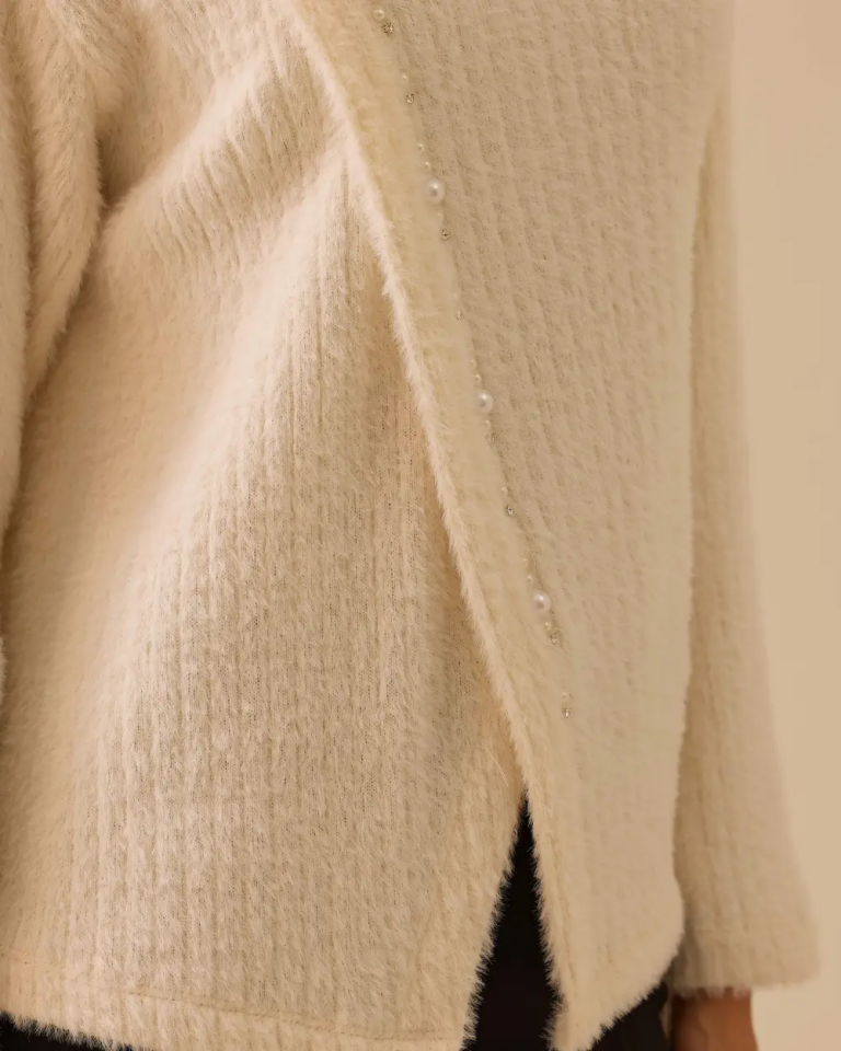 10034 ÇAPRAZ TAŞ DETAYLI PELUŞ HIRKA 10002521710034 #12-25#