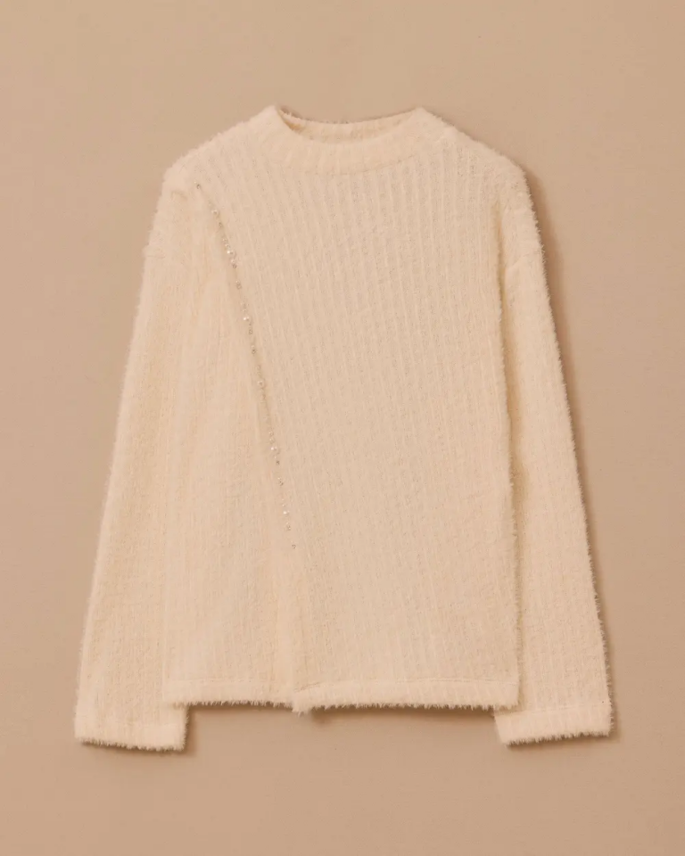 10034 ÇAPRAZ TAŞ DETAYLI PELUŞ HIRKA 10002521710034 #12-25#