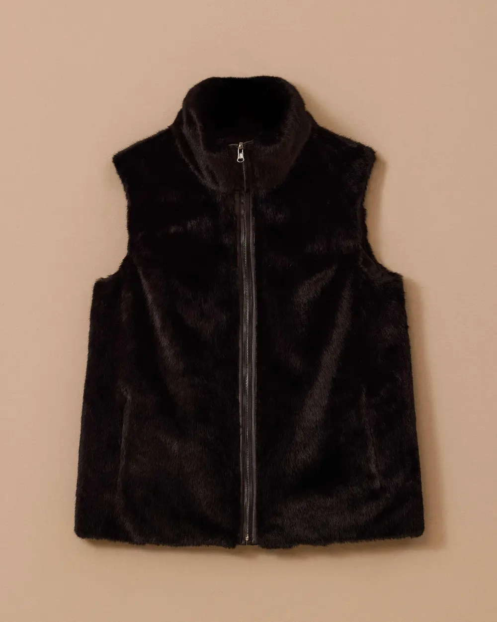 10014 ÖNDEN FERMUARLI FERMUAR YANI DERİ DETAYLI PELUŞ YELEK 10002522010014 #12-25#