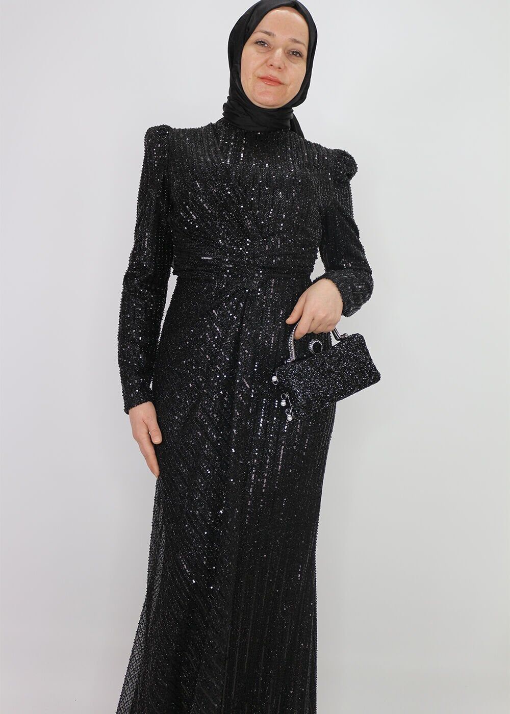 4452 ABİYE BOYDAN BONCUK VE PUL İŞLEMELİ ÖNÜ DETAYLI ABİYE ELİBSE QKS ABİYE #2410#