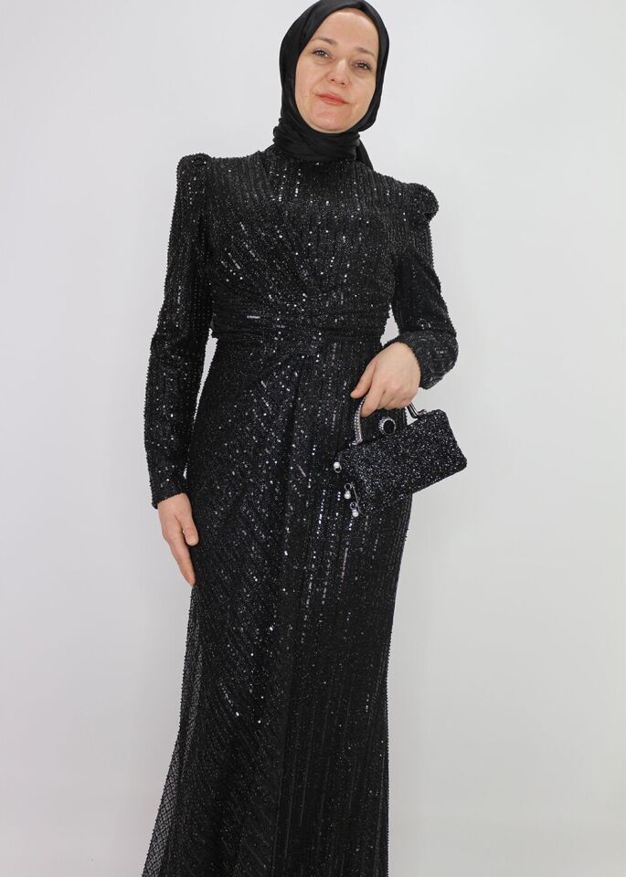 4452 ABİYE BOYDAN BONCUK VE PUL İŞLEMELİ ÖNÜ DETAYLI ABİYE ELİBSE QKS ABİYE #2410#