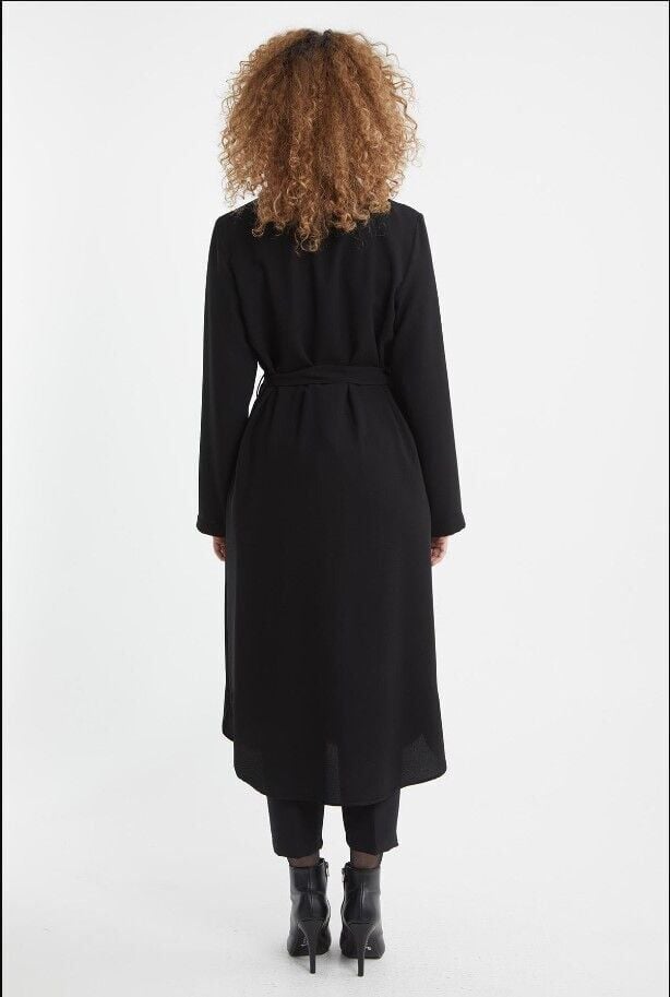 61077 ÖNÜ DÜĞMELİ KUŞAK KEMERLİ GÖMLEK YAKA  TUNİK QKS 61077 TUNİK #22-10#