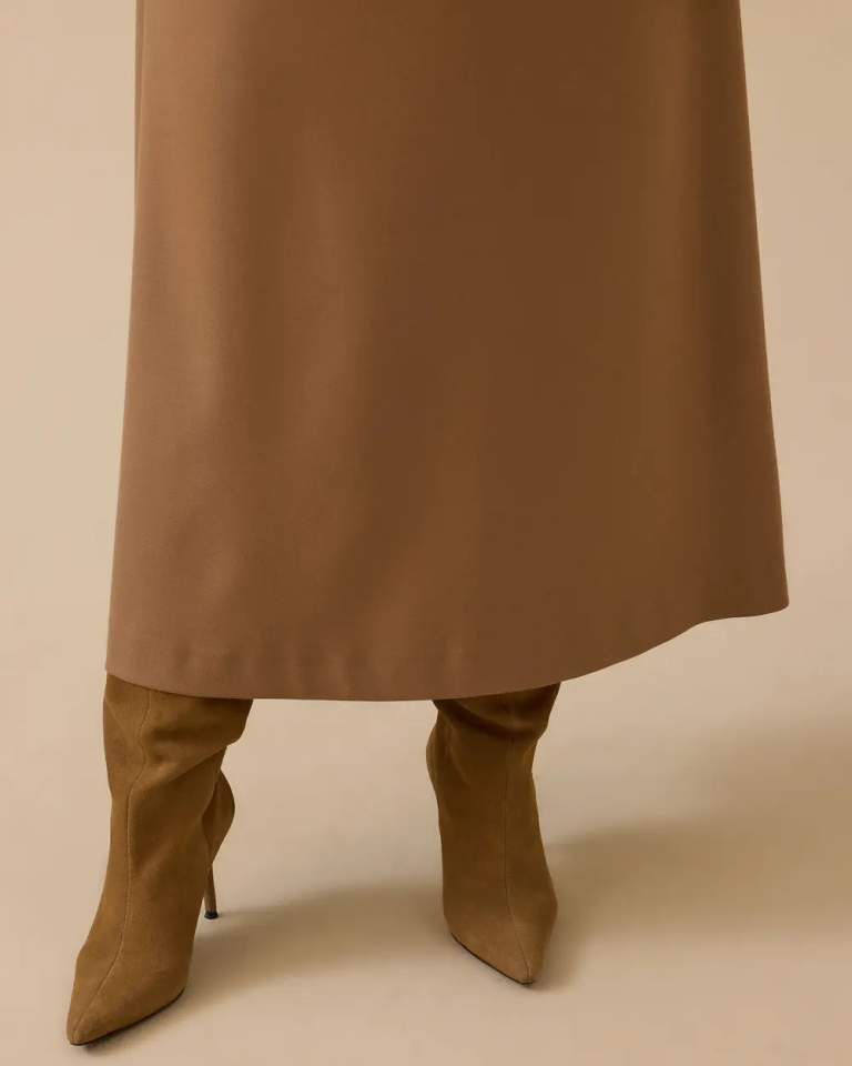 10002521614002 BELİ KEMERLİ CEPLİ KALEM KIŞLIK KALIN ETEK 46 - CAMEL